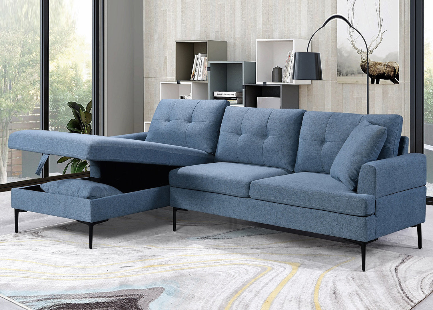 Mingle Blue Sectional LHF