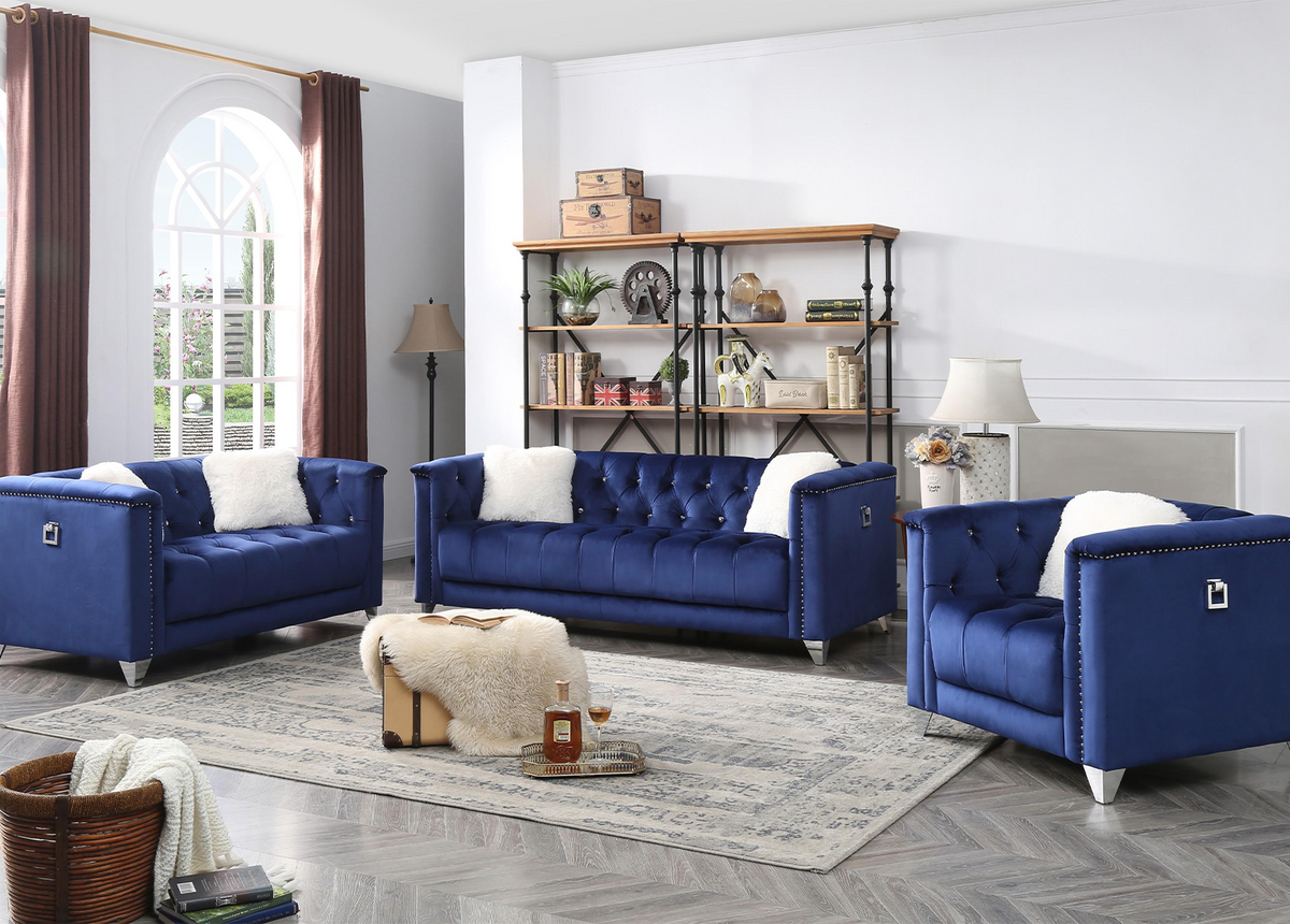 Elegance 3 Piece Sofa Set -Blue - SM Home