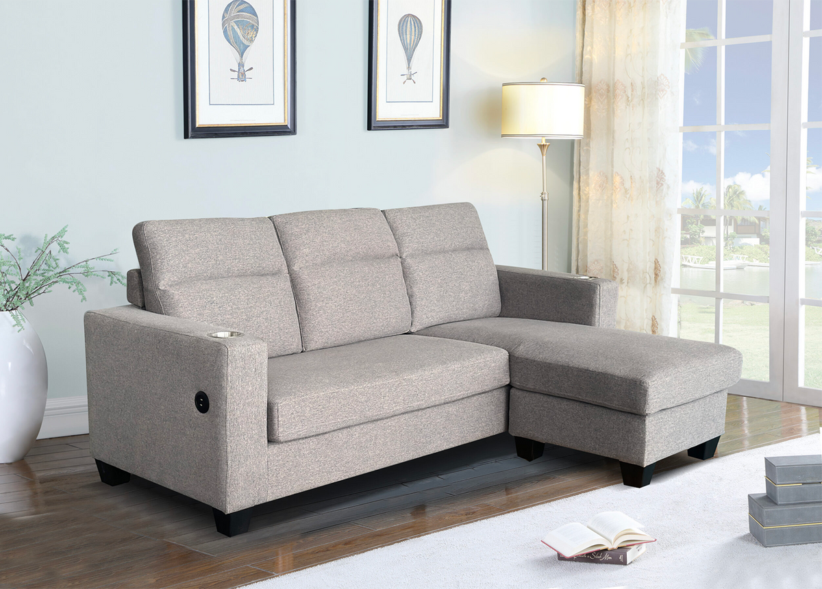 Mint Furniture Delimo 6 Seater Fabric Corner L Shape Sofa Set (Grey) :  : Home & Kitchen